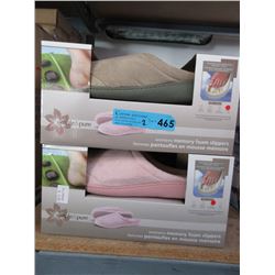 2 Pairs of New Ladies Memory Foam Slippers-L & XL