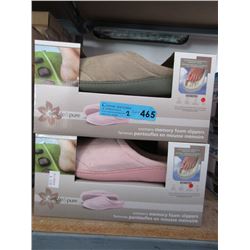 2 Pairs of New Ladies Memory Foam Slippers-L & XL