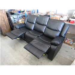 New Black Leather Manual Reclining Sofa