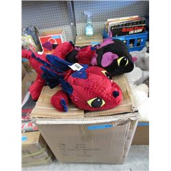 Large Box of Assorted New 25" Stuffed Dragons