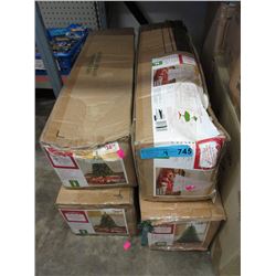 4 Pre-Lit Artificial Christmas Trees -Open Boxes