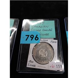 1964 Canadian Silver Dollar Coin - .800 Silver