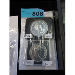 2 Canadian 50% Silver Dollar Commemorative Coins