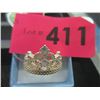 Image 1 : Sterling Silver & Crystal Crown Ring - Size 8