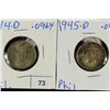 Image 1 : US/PHILIPPINES 1944-D & 45-D SILVER 20 CENTAVOS