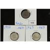 Image 1 : SWISS 1921,52 & 63 SILVER HALF FRANCS .2013 OZ.ASW