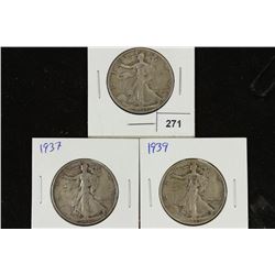 1935-S,37 & 39 WALKING LIBERTY HALF DOLLARS