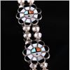 Image 6 : Zuni Sunface Inlaid Squash Blossom Necklace & Ring