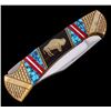 Image 15 : Navajo Dave Yellowhorse Buck Inlaid Knife in Box