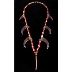 Plains Indian Bear Claw & Trade Bead Necklace