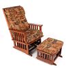 Image 2 : Towne Square Oak Glider Rocking Chair w/ Footstool