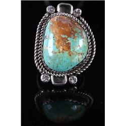 Signed Navajo Old Pawn Royston Turquoise Ring