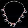 Image 1 : Signed Zuni Sterling Inlaid Mosaic Horse Necklace