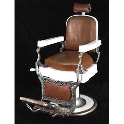 Koken Porcelain and Leather Barber Chair 1920-