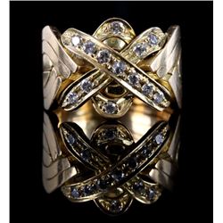 Heavy Mid-Century 18k Gold & Diamond Ring