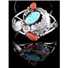 Image 1 : Signed Navajo Floral Sterling & Multistone Cuff