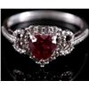 Image 2 : Sterling Silver, Heart Cut Ruby, & Diamond Ring