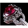 Image 4 : Sterling Silver, Heart Cut Ruby, & Diamond Ring