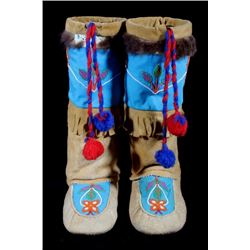 Northwest Coast Beaded High-Top Moccasins