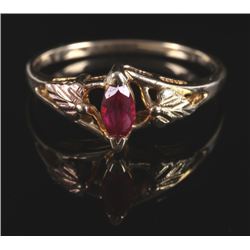 12 Karat Black Hills Gold & Pink Ruby Ring
