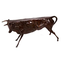 Mid-Century Modern Bronze Steer Table Sculpture