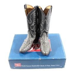 Tony Llama Gray Ostrich Leather Cowboy Boots