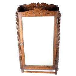 Early Oak Barley Twist Carved Medicine Cabinet