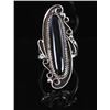 Image 1 : Signed Navajo Sterling & Onyx Cabochon Ring