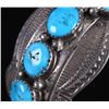 Image 5 : Signed Navajo Turquoise & Engraved Sterling Watch