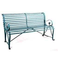 Early Wrought Iron Worked Bench w/ Original Paint