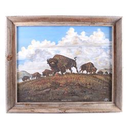 Original Signed Buffalo Range Oil/Canvas Painting