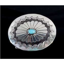 Western Sterling Silver and Turquoise Belt Buckle