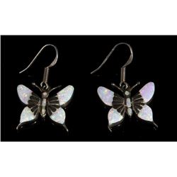 Opal and Sterling Silver Butterfly Earrings