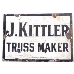 J. Kittler Iron and Porcelain Enamel Sign