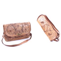 Clifton Hand Tooled Leather Purse and Hand Bag