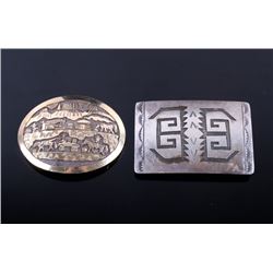 Navajo 12K Gold and Sterling Belt Buckles