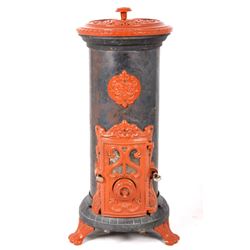 French Godin Cast Iron & Red Enamel Stove