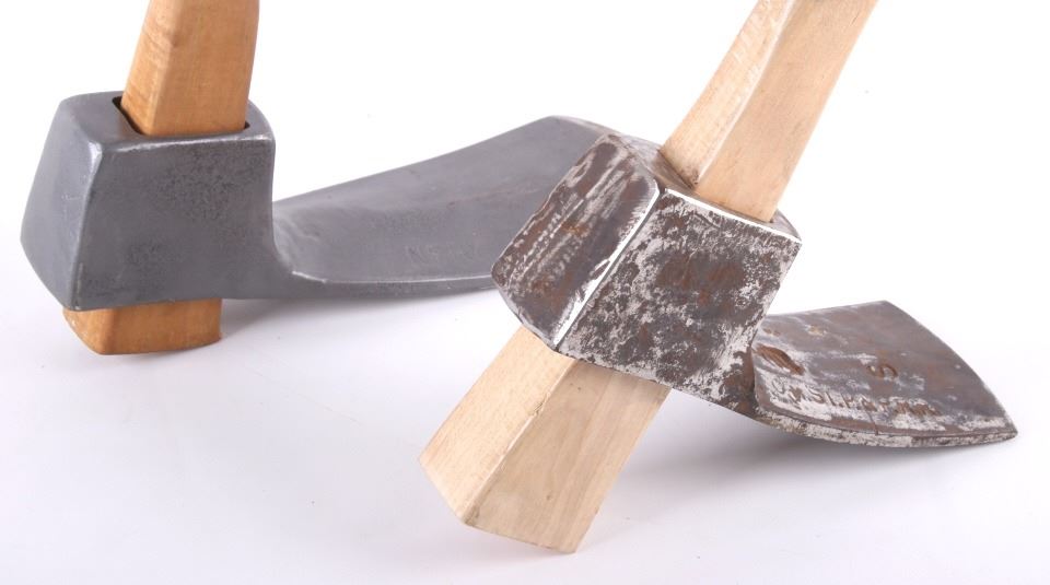 Antique Long Handle Railroad Adze & Pry Bar Set