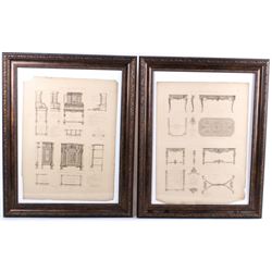 J. Verchère Bureau Cabinet & Table Etchings c.1880