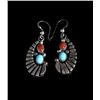 Image 1 : Signed Navajo Sterling Silver & Multistone Earring