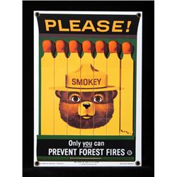 Smokey Bear U.S. Forest Service Porcelain Sign