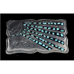 Western Flair Turquoise Chip Belt Buckle