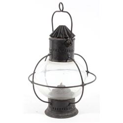 19th Century Onion Globe Lantern with Iron Cage