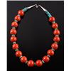 Image 1 : Navajo Bamboo Coral and Turquoise Nugget Necklace
