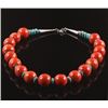 Image 6 : Navajo Bamboo Coral and Turquoise Nugget Necklace