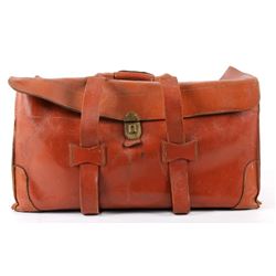 Art Deco Leather Duffel Bag c. 1920's -1930's