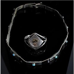 Kokopelli Sterling Bracelet and Turquoise Hat Band