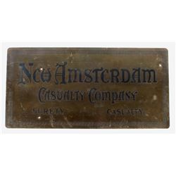 New Amsterdam Casualty Co. Brass Sign