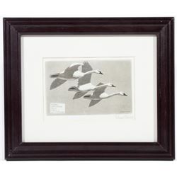 Signed Richard E. Bishop Christmas Card Etching