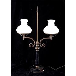 Antique Double Globe Brass Table Lamp